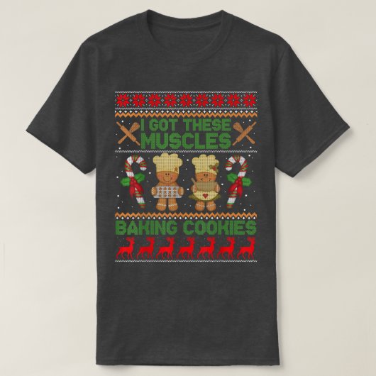 Baker Ugly Christmas Baking Cookies Sweater Tシャツ (デザイン正面)