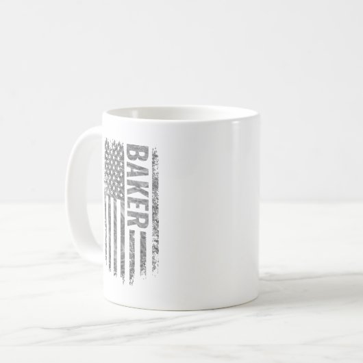 Baker USA Flag Distressed design コーヒーマグカップ (正面左)