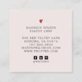 Baker's Cupcakeロゴ書道スクリプトピンク スクエア名刺 (裏面)