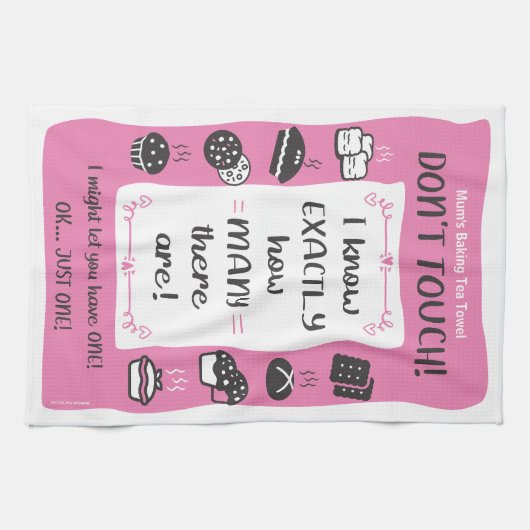 Baker's Tea Towel Gran, Dad, Mum, Gift (Pink)  キッチンタオル (横)