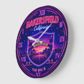 Bakersfield California Neon ラージ壁時計 (傾斜)