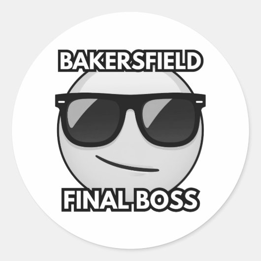 Bakersfield Final Boss Cool Emoji Sticker ラウンドシール (正面)