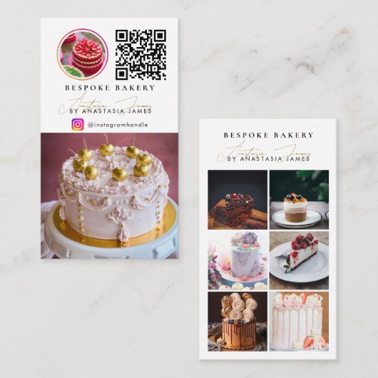 Bakery 6 写真フィードグリッド ソーシャルメディアQRコード 名刺 (正面/裏面)