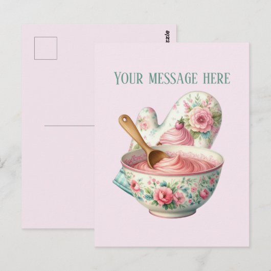 Bakery add message Business name mitt icing ポストカード (正面/裏面)