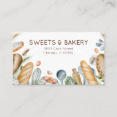Bakery Baker Handmade Sweet Pastry Watercolor 名刺 (正面)
