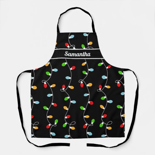Bakery Black Christmas Lights エプロン (正面)