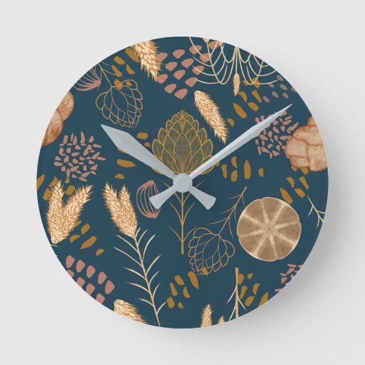 Bakery Bliss: Artisan Bread & Barley, Teal ラウンド壁時計 (正面)