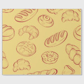 Bakery, croissant, food vintage seamless pattern ラッピングペーパー (フラット)