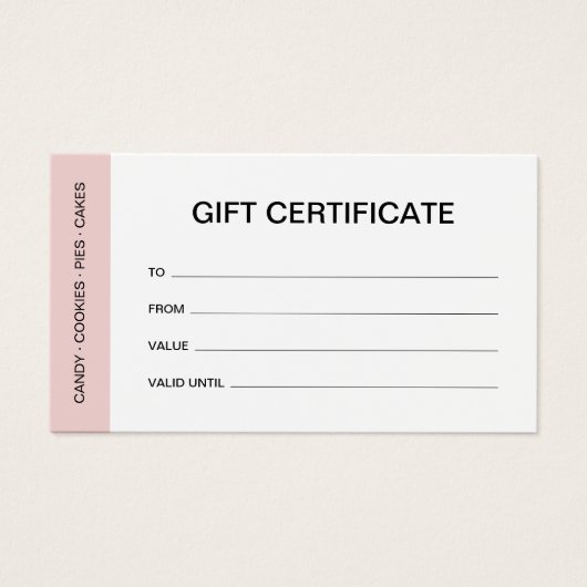 Bakery Custom Logo Business Gift Certificate (正面)