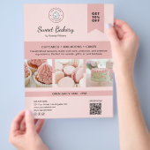 Bakery Custom Logo Photo QR Code Pink Flyer チラシ (手)