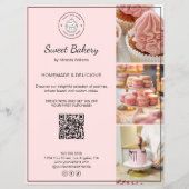 Bakery Custom Logo Photo QR Code Pink Flyer チラシ (正面)