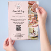 Bakery Custom Logo Photo QR Code Pink Flyer チラシ (手)