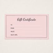 Bakery Custom Logo Pink Business Gift Certificate (正面)