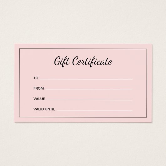 Bakery Custom Logo Pink Business Gift Certificate (正面)