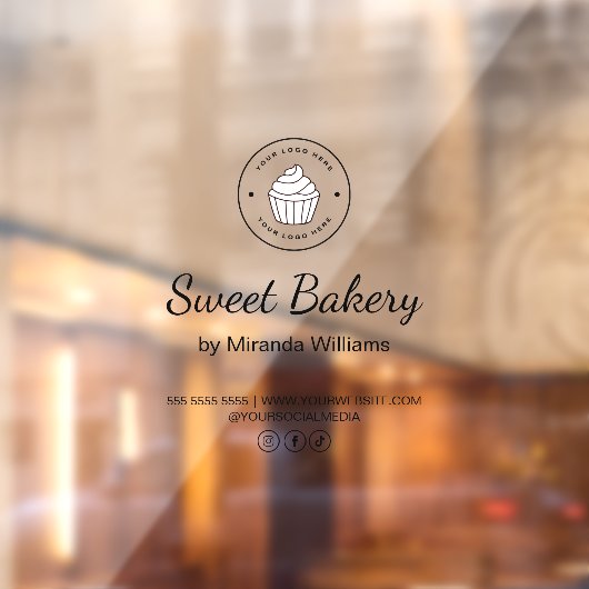 Bakery Custom Logo Social Media Business ウィンドウサイン (シート2)