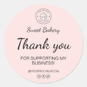 Bakery Custom Logo Thank You Business  ラウンドシール (正面)