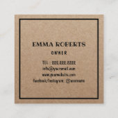 Bakery Cute Pastry Chef Minimalist Rustic Kraft スクエア名刺 (裏面)