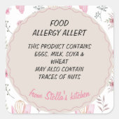 Bakery Food Allergy Allert スクエアシール (正面)