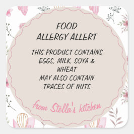 Bakery Food Allergy Allert スクエアシール