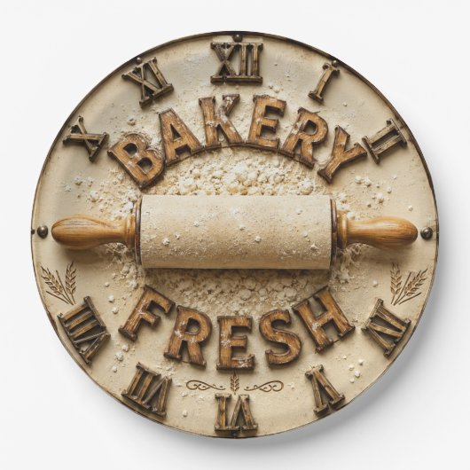 Bakery Fresh Rustic Baking Kitchen Decor ペーパープレート (正面)