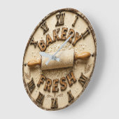 Bakery Fresh Rustic Baking Kitchen Decor ラージ壁時計 (傾斜)