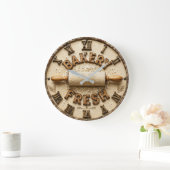 Bakery Fresh Rustic Baking Kitchen Decor ラージ壁時計 (ホーム)