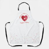Bakery Heart Donut Red Watercolor Cute Baking エプロン (正面)