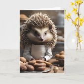 Bakery Hedge Hog Happy Birthday カード (黄色い花)