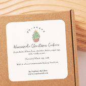 Bakery Ingredient Christmas Tree Watercolor Rustic スクエアシール