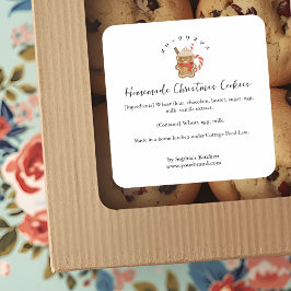 Bakery Ingredient Gingerbread Cookie Watercolor スクエアシール