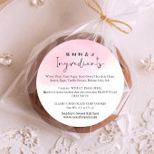 Bakery Ingredient Pink Watercolor Cute Script ラウンドシール