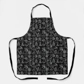 Bakery Kitchen Symbols Pattern Black  エプロン (正面)