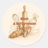 Bakery Logo Pastry Shop Branding ラウンドシール (正面)