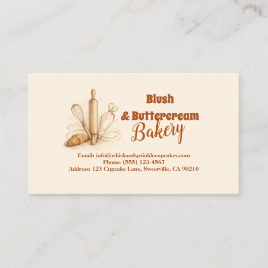 Bakery Logo Pastry Shop Branding 名刺 (裏面)