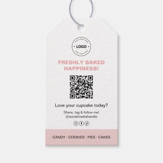 Bakery Logo QR Code Social Media ギフトタグ (正面)