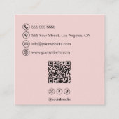 Bakery Logo QR Code Social Media Blush Pink スクエア名刺 (裏面)