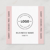 Bakery Logo QR Code Social Media Blush Pink スクエア名刺 (正面)