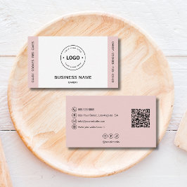 Bakery Logo QR Code Social Media Blush Pink 名刺