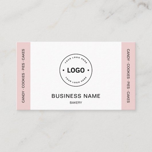Bakery Logo QR Code Social Media Blush Pink 名刺 (正面)