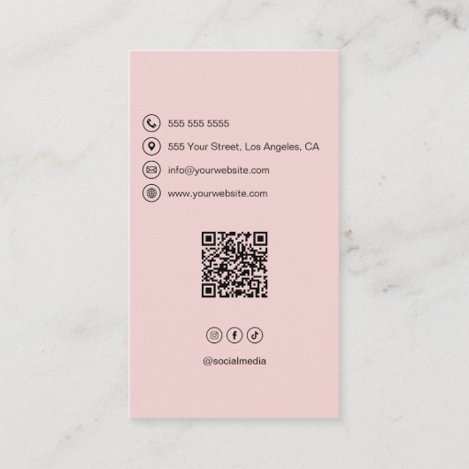 Bakery Logo QR Code Social Media Pink 名刺 (裏面)