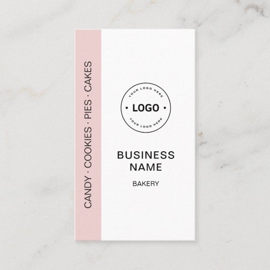 Bakery Logo QR Code Social Media Pink 名刺 (正面)