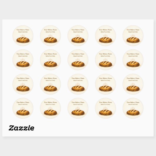 Bakery Logo Sticker - Custom Bread Icon Design ラウンドシール (シート)