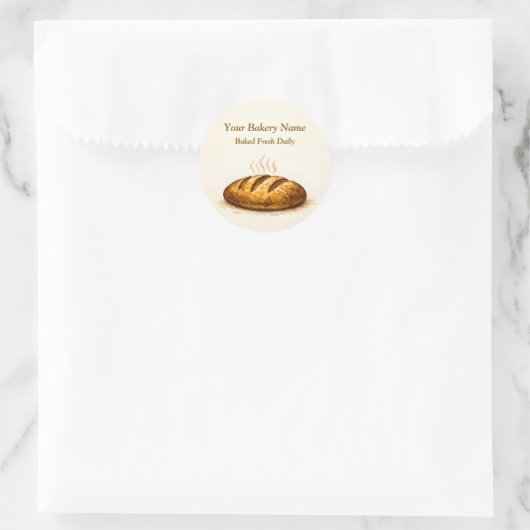 Bakery Logo Sticker - Custom Bread Icon Design ラウンドシール (バッグ)