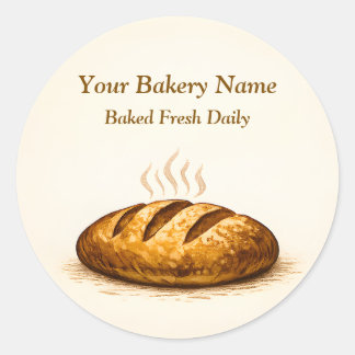 Bakery Logo Sticker - Custom Bread Icon Design ラウンドシール