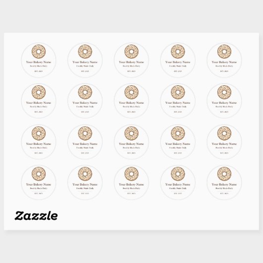 Bakery Logo Sticker - Custom Donut Icon Design ラウンドシール (シート)