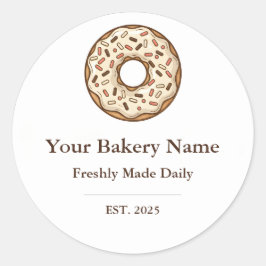 Bakery Logo Sticker - Custom Donut Icon Design ラウンドシール