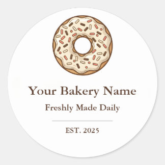 Bakery Logo Sticker - Custom Donut Icon Design ラウンドシール