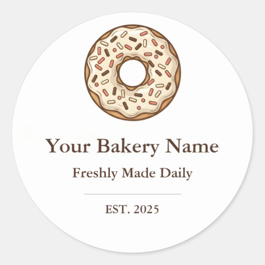 Bakery Logo Sticker - Custom Donut Icon Design ラウンドシール (正面)