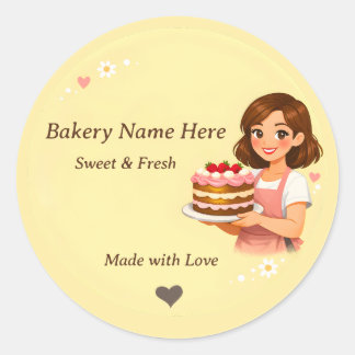 Bakery logo Sticker - Custom Pastry Chef design ラウンドシール