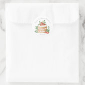 Bakery Logo Stickers,  Strawberry Cake Label ラウンドシール (バッグ)